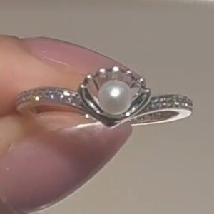 925 Princess Ariel Shell Pearl  Ring Sz8 compare to Pandora Princes Ariel  Ring